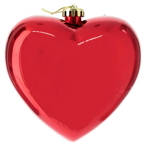 Glossy red heart Christmas tree ornament 150 mm 4
