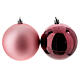 Eco-friendly Christmas tree set of 6 balls, 80 mm, pink recycled plastic s2