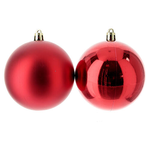 Set 6 bolas rojas plástico 80 mm árbol de Navidad 2