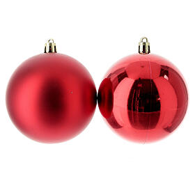 Set of 6 red plastic 80 mm Christmas tree balls