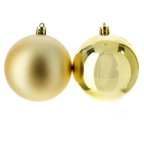 Jogo de 6 bolas de Natal douradas 80 mm ecológicas para árvore de Natal 2