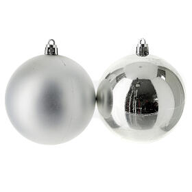 Set of 6 eco-friendly silver plastic tree balls 80 mm