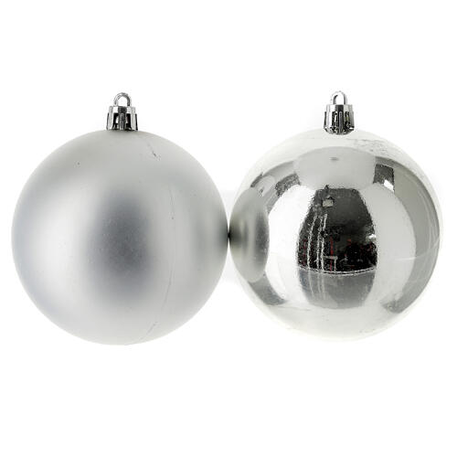 Set of 6 eco-friendly silver plastic tree balls 80 mm 2