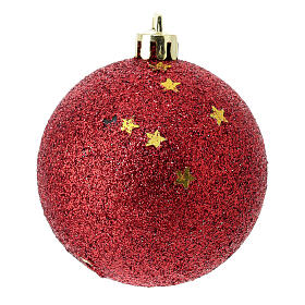 Conjunto 9 bolas vermelhas de Natal decoradas plástico reciclado 60 mm