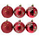 Conjunto 9 bolas vermelhas de Natal decoradas plástico reciclado 60 mm s1
