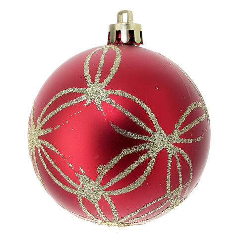 Set of 9 red recycled plastic Christmas baubles 60 mm 3