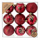 Set of 9 red recycled plastic Christmas baubles 60 mm s5