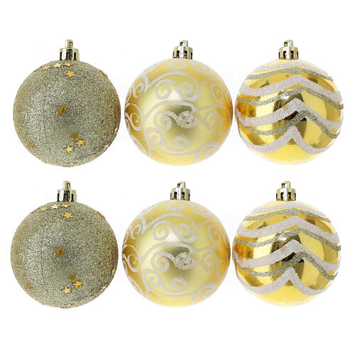 Eco-friendly Christmas tree balls of 60 mm, set of 9 golden ornaments 1