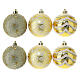 Set of 9 eco-friendly Christmas tree balls gold glitter 60 mm s1