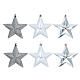 Box of 6 Christmas tree star-shaped ornaments, silver recycled plastic, 10 cm s1