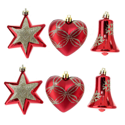 Box of 6 eco-friendly red Christmas tree decorations, 90 mm 1