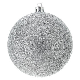 Box of 6 silver Christmas balls, recycled plastic, 80 mm