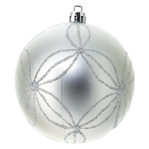 Set 6 bolas plata plástico árbol Navidad 80 mm 3