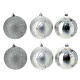 Set 6 palline argento plastica albero Natale 80 mm s1