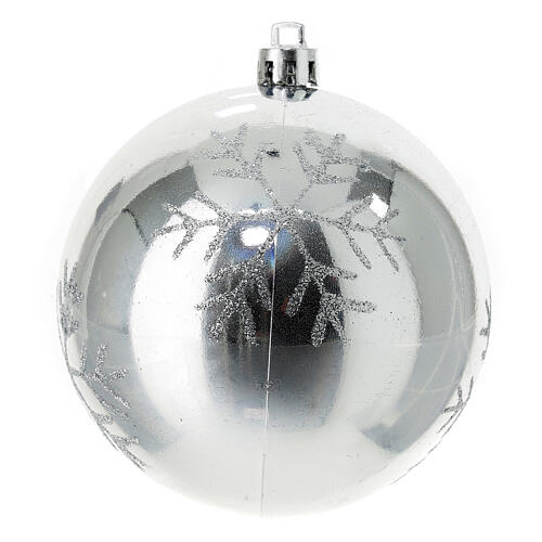 Plastic Christmas tree baubles silver set of 6, 80 mm 4