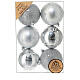 Plastic Christmas tree baubles silver set of 6, 80 mm s5