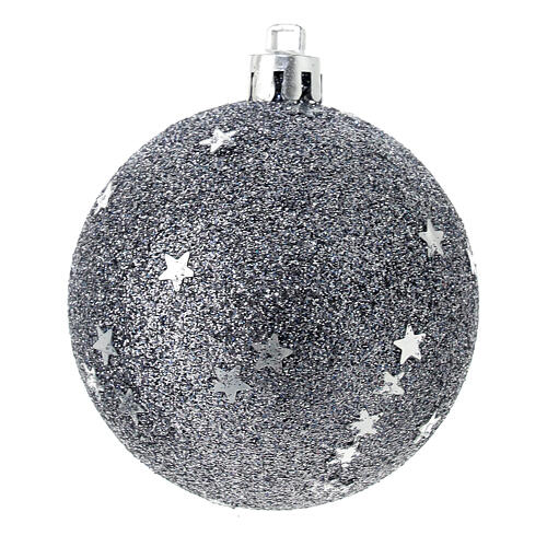 Black Christmas tree balls glittery 60 mm set of 9 2