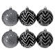 Black Christmas tree balls glittery 60 mm set of 9 s1