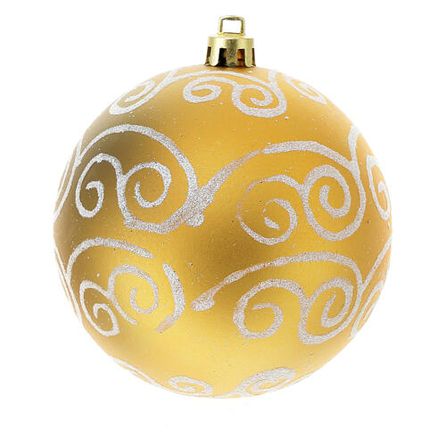 Box of 6 golden Christmas balls, recycled plastic, 80 mm 3
