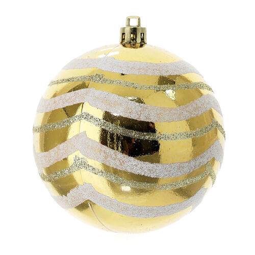 Box of 6 golden Christmas balls, recycled plastic, 80 mm 4