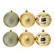 Box of 6 golden Christmas balls, recycled plastic, 80 mm s1