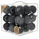 Box of 27 black Christmas balls with glittery silver details, recycled plastic, 60 mm s1