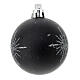 Box of 27 black Christmas balls with glittery silver details, recycled plastic, 60 mm s3