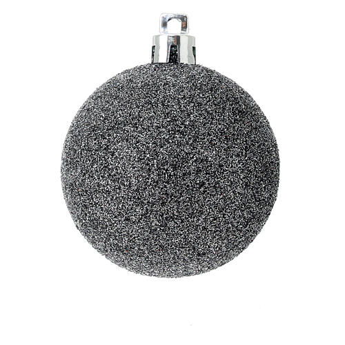 Box of 27 silver glitter balls with black base 60 mm 2