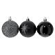 Box of 27 silver glitter balls with black base 60 mm s5