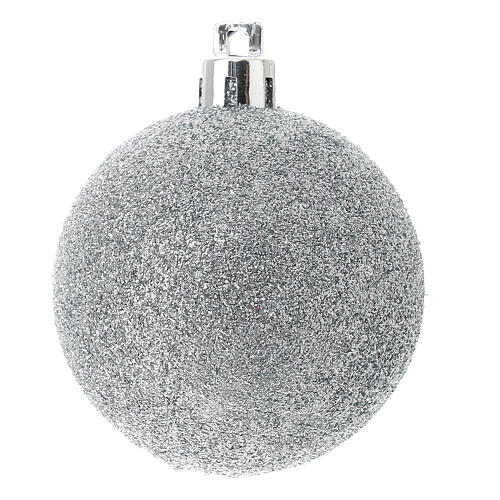 Box of 27 silver Christmas balls, recycled plastic, 60 mm 2