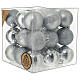 Boîte 27 boules de Noël argent mixtes pailletées 60 mm s1