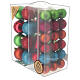 Set of Christmas tree ornaments, 38 balls of 40-60 mm and topper, red blue and pink s1