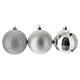 Box of 25 eco-friendly Christmas ornaments silver glitter 70 mm and 130 mm s2