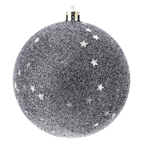 Set 6 palline nere e argento in plastica albero di Natale 80 mm 2