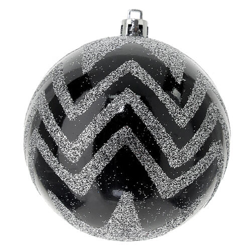 Set 6 palline nere e argento in plastica albero di Natale 80 mm 4