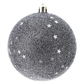 Jogo de bolas pretas para árvore de Natal 6 peças com purpurina prateada 80 mm