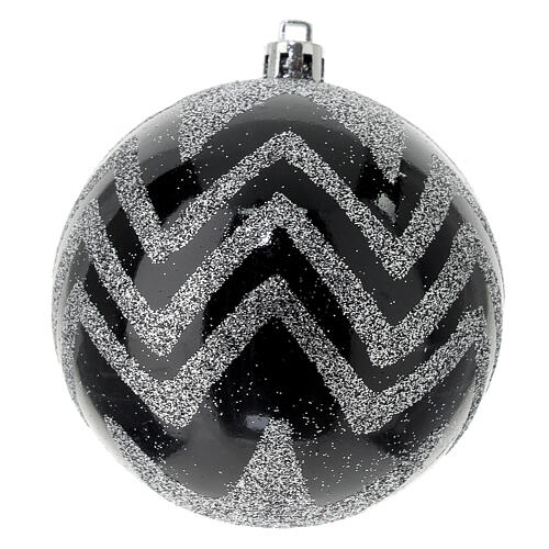 Plastic Christmas tree balls black and silver 6 pcs 80 mm 4