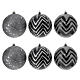 Plastic Christmas tree balls black and silver 6 pcs 80 mm s1