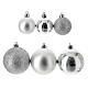 Set of Christmas tree silver ornaments, 38 balls of 40-60 mm and topper s2