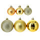 Jogo de bolas cor de ouro para árvore de Natal 38 peças 40-60 mm e ponteira plástico reciclado s2
