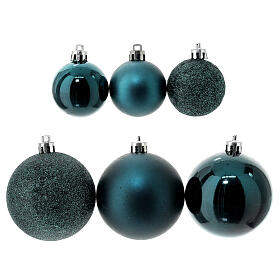 Set of Christmas tree ornaments, 38 balls of 40-60 mm and topper, emerald green