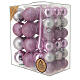 Set of pink plastic Christmas tree ornaments, 38 balls of 40-60 mm and topper s1