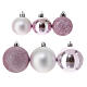 Set decorativo 38 palline rosa albero Natale 40-60 mm plastica riciclata s2