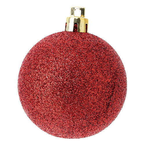 Box of 27 eco-friendly Christmas tree red baubles 60 mm 2