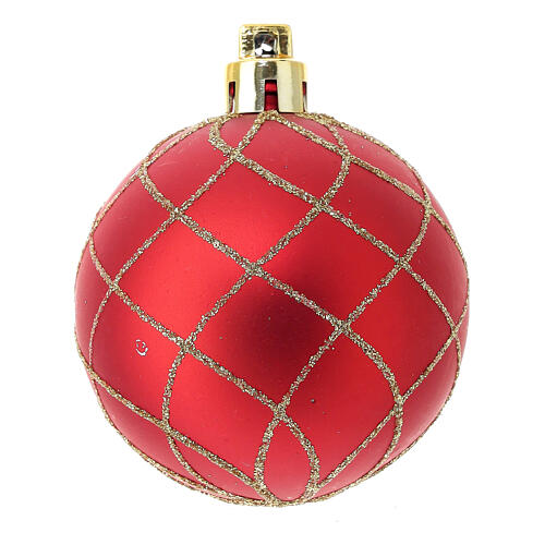Box of 27 eco-friendly Christmas tree red baubles 60 mm 3