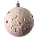 Pallina albero Natale legno intagliato a mano Sacra Famiglia 9 cm luce Valgardena s2