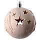 Pallina albero Natale legno intagliato a mano Sacra Famiglia 9 cm luce Valgardena s3