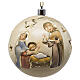Christmas ball with carved Nativity, Val Gardena painted wood, 2.2 in, warm light s2