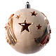 Christmas ball with carved Nativity and warm light, Val Gardena painted wood, 3.5 in s5