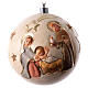 Christmas ball with carved Nativity and warm light, Val Gardena painted wood, 3.5 in s7
